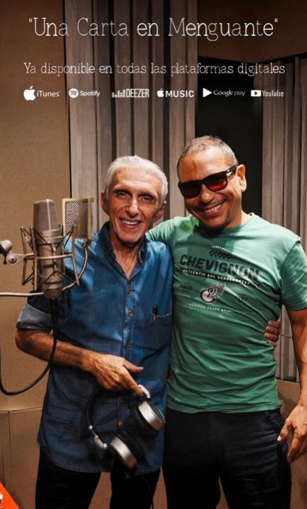 Maestro Santander Durán Escalona junto a Mendiola en el estudio de grabación — Una Carta en Menguante